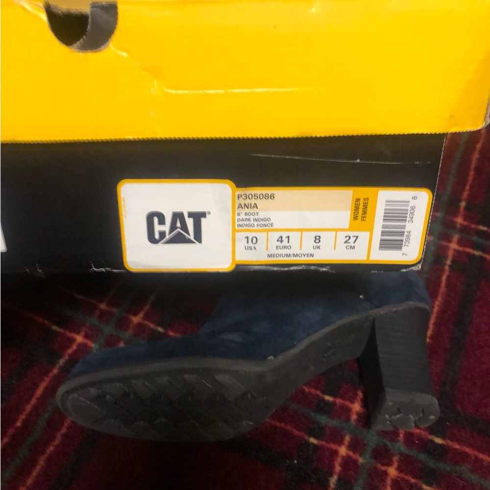 CAT Caterpillar 3 in 1 Navy  leather adjustable lengths boots rubber sole NIB - Picture 11 of 15